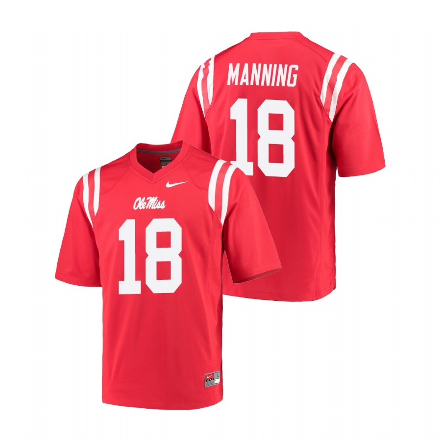 Ole Miss Rebels Men's NCAA Archie Manning #18 Red Game Nike College Football Jersey KJO7149SS